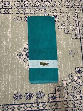 Lacoste Teal Towel 30”x50” with Light Blue Band and Croc Logo